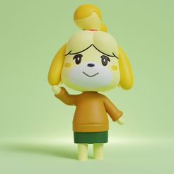 isabelle-pose-1-render.jpg STL file Animal Crossing - Isabelle - Pose 1・3D printing model to download