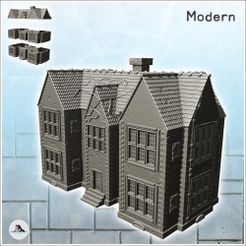 1-PREM.jpg STL file Large modern house with two wings, majestic entrance and vegetation (7) - Modern WW2 WW1 World War Diaroma Wargaming RPG・3D printer design to download