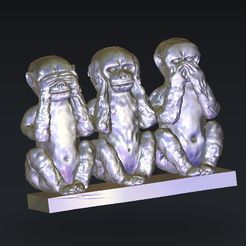 7_1.jpg Descargar archivo STL gratis 3 monos ojo oyen boca • Modelo para la impresora 3D, 3DPrinterFiles