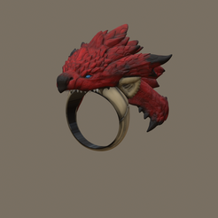 CincinMonster1.png RATHALOS RING JEWELRY RED DRAGON RING 3D PRINT MODEL
