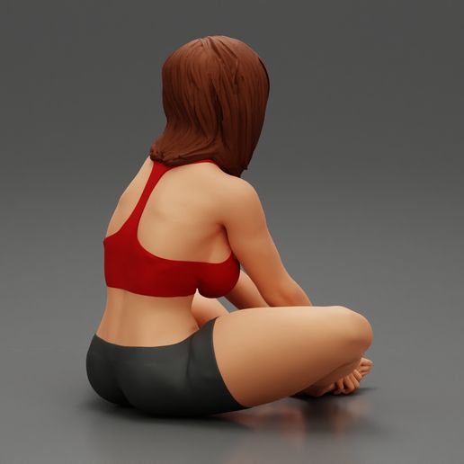 Girl-02.jpg 3D file Woman Practicing Yoga Doing Butterfly Exercise Baddha Konasana Pose 3D Print Model・3D print model to download, 3DGeshaft