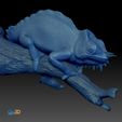 3DPrint1.jpg Southern four-horned chameleon Triocerus quadricornis file with full-size texture STL 3D print high polygon - modeled in Zbrush with tree/branch