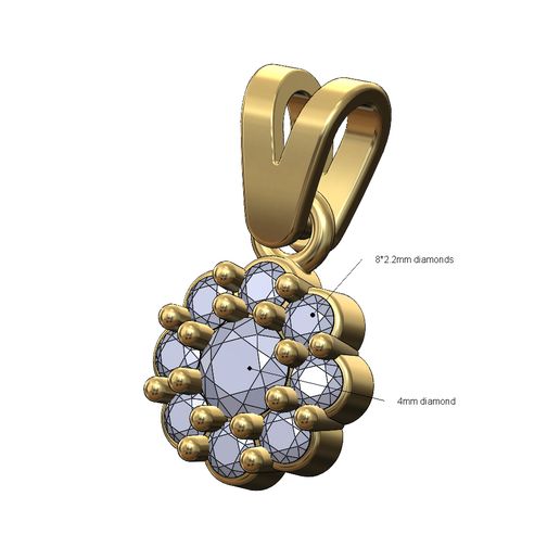 Bubble diamond cluster pendant with bail 3D print model 3D model
