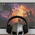 Headphone-holder.png Medieval Knight Helmet Headphone Stand | 3D Printed Desk Decor | Gamer Setup Accessory
