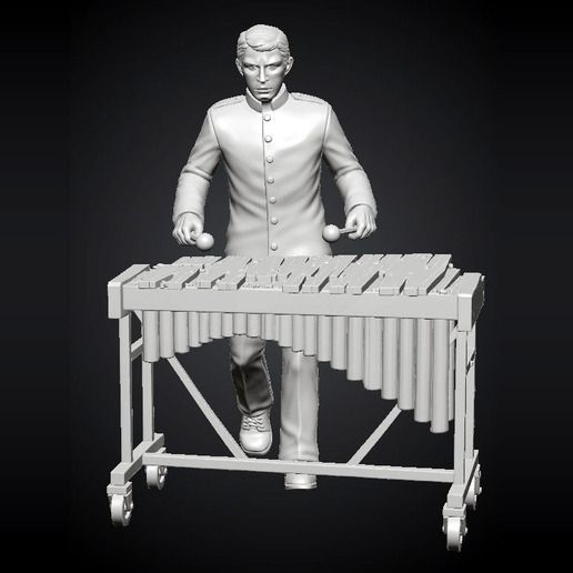 High School Marching Band - Marimba Player in the Pit