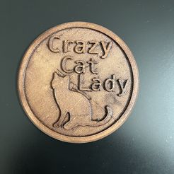 \ STL file Crazy Cat Lady Cat Coaster・3D printing template to download