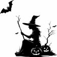 Sorciere-2.jpg 5 SVG files - Halloween characters - Silhouettes - PACK 1