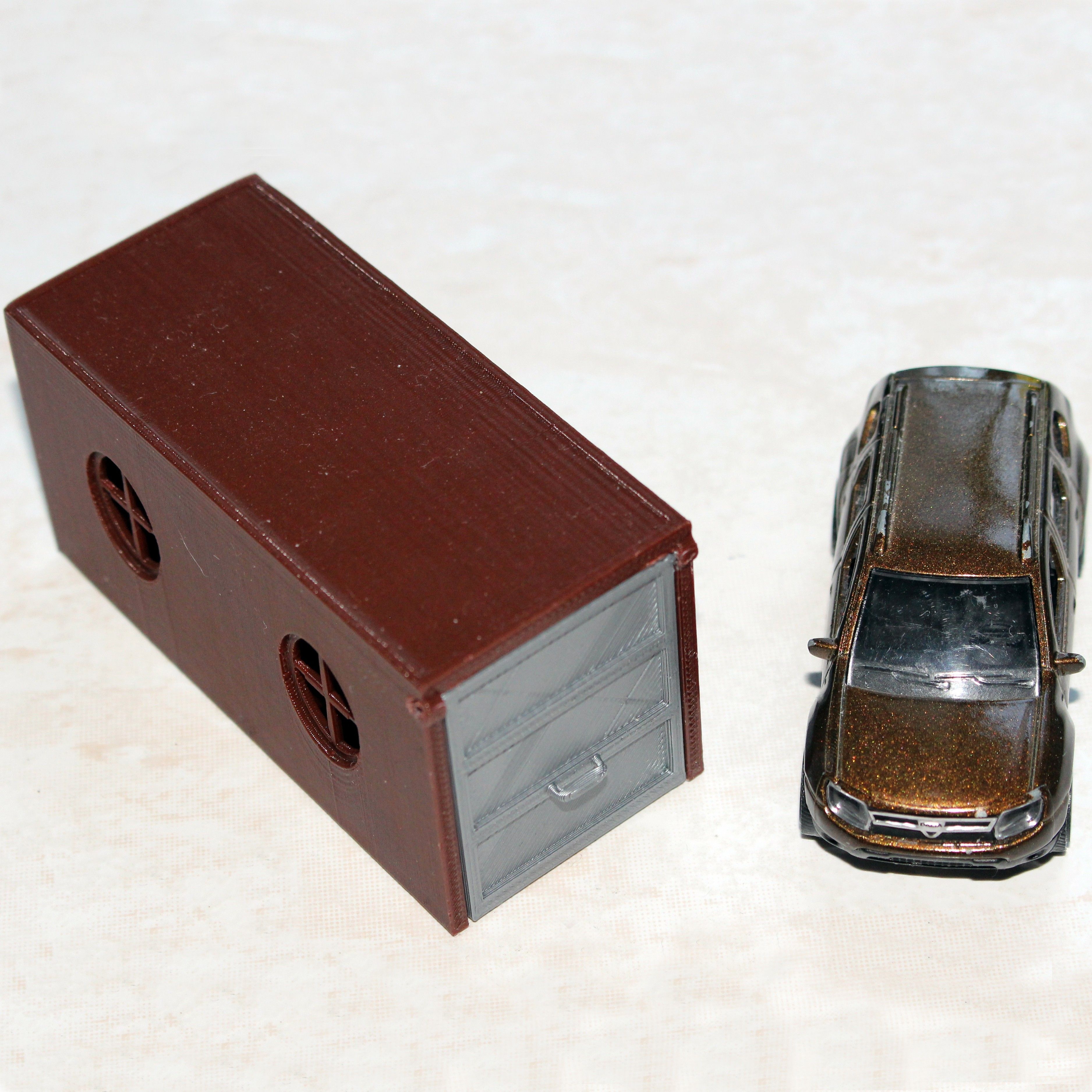Cars_Boxes_doors_Duster_C3D.jpg Download STL file GARAGE FOR MAJORETTE CAR (SIMPLE) • 3D printing design, HellBoy