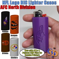 Bic-NFL-AFC-North-Img.jpg Fichier STL NFL Football Etuis à briquets Bic Division AFC North Browns Steelers Ravens Bengals・Modèle à télécharger et à imprimer en 3D