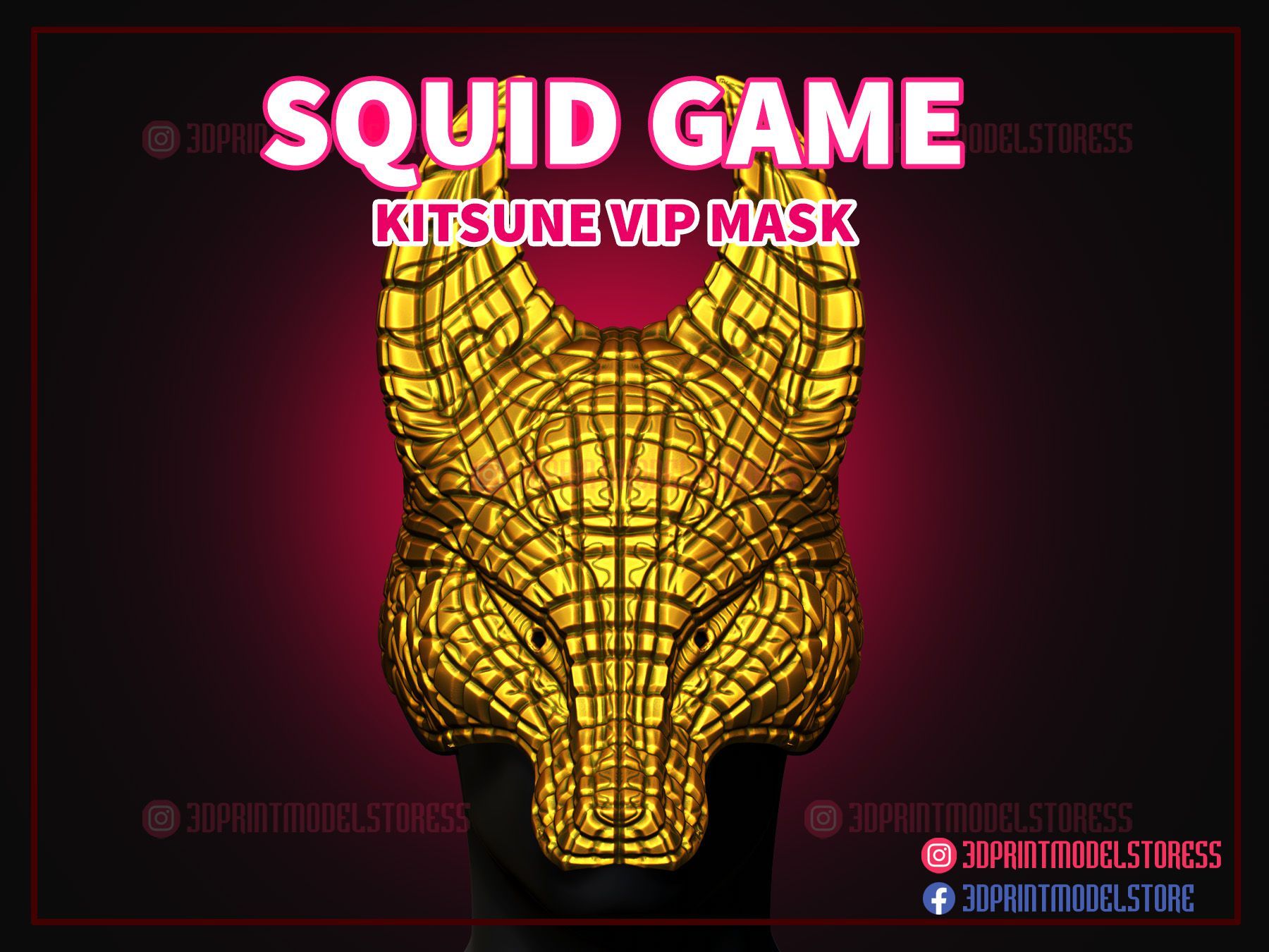 Download file Squid Game Mask Fox Vip Mask Kitsune Mask for Cosplay