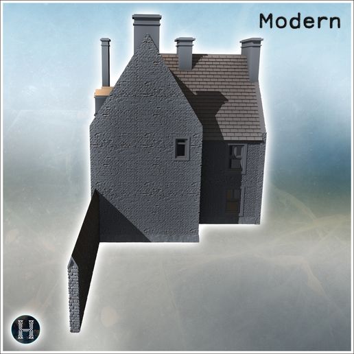 8.jpg Четырехэтажное здание с мансардной крышей и симметричными окнами на каждом уровне (Карентан, Нормандия 1944, Франция) (36) - Современная WW2 WW1 Мировая война Diaroma Wargaming RPG Mini Hobby