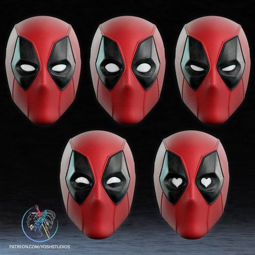 Deadpool3-Movie-08-All-Heads_Yosh-Studios.jpg Masque Deadpool 3 Fichier imprimante 3D STL