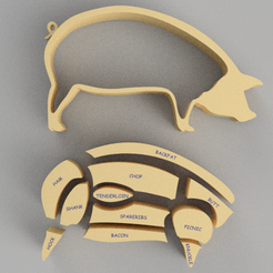 render 6'.png STL file Pork Puzzle・3D printable model to download