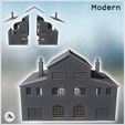 3.jpg Large brick industrial warehouse with triple roofs, large wooden access doors, and a chimney (19) - Modern WW2 WW1 World War Diaroma Wargaming RPG Mini Hobby