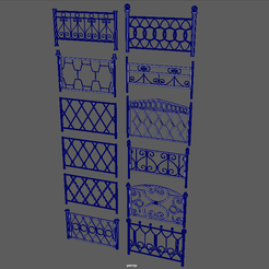 Fences_Pack_Wireframe_01.png Fichier STL Pack clôture・Objet pour imprimante 3D à télécharger