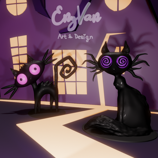 🎃 Halloween scary cats・ STL File for ・Cults