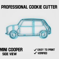 cooper2.png STL file Mini Cooper car side Cookie cutter・3D printing idea to download