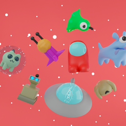 Todos 1.png STL file Among us 8 pack Pets!・3D printable model to download