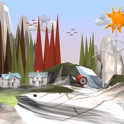 Landscape-Low-Poly013-opensea.jpg Archivo 3D Paisaje Low Poly・Modelo de impresora 3D para descargar