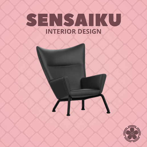 Miniature Replica 1:12 Hans Wegner 05. Wing Chair - CH445 for Miniature Dollhouse - Vitra - 3D Print Instant Download - Miniature Furniture Designer Series