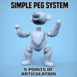 SIMPLE PEG SYSTEM a =p ww y re 4 : ( \ wy a ay nace Pal 5 POINTS OF ARTICULATION Toms Dancing Bear articulated figure Grateful Dead Fan Art figure