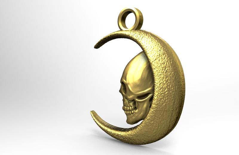 Skull-moon-pendant-.2.jpg Download STL file Skull moon pendant • 3D printable model, Majs84