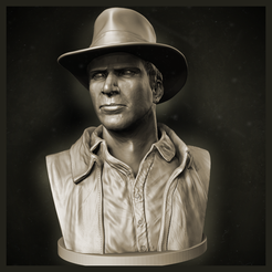 Indiana-Render-01.png Archivo STL Modelo de impresión 3D del busto de Indiana Jones・Plan de impresión en 3D para descargar
