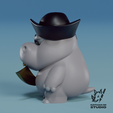 12.png Pirate Hippo 3D - 3D Printable Model (Includes 3MF file for Bambulab)