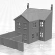 Terrace LRR 2f-we-01.jpg N Gauge Low Relief Rear Terraced House With Two Storey Extension and end walls