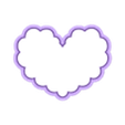 ruffle heart 3.5in.stl 4 sizes - Ruffle Scalloped Puffy Heart Cookie Cutter - Sharp, clean cutting edges!