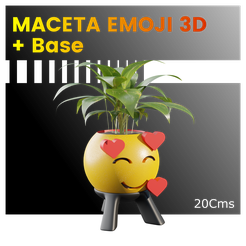 BannerMaceta_1.png Free STL file EMOJI Heart Pot + Base・3D printing idea to download
