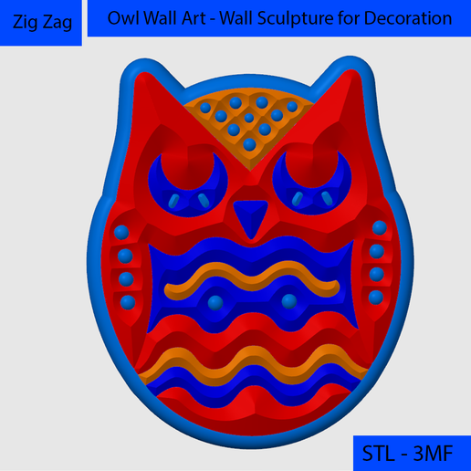 03.png Owl Wall Art - Escultura de pared para decoración - Impresión y CNC - Impresión multicolor