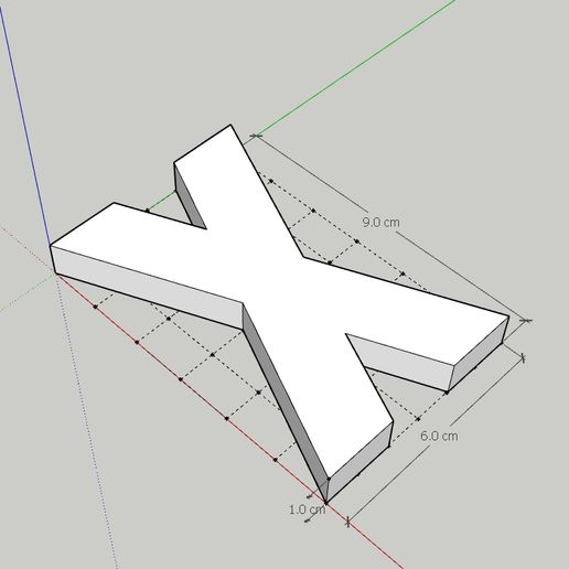 3d letter x drawing