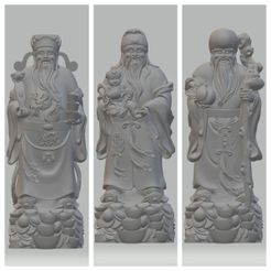 FotoJet.jpg STL file Fu Lu Shou Samsung Buddha Statue 3D print model・3D printing template to download