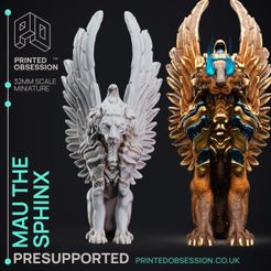 Mau-the-Sphinx-1.jpg 3D file Sphinx - Tabaxi Caravan - PRESUPPORTED - Illustrated and Stats - 32mm scale・3D printing design to download