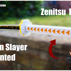 Zenitsu.png Archivo STL DEMON SLAYER - ZENITSU KATANA - ESCALA 1:1・Objeto de impresión 3D para descargar