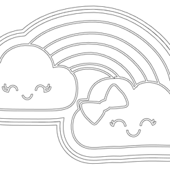 oblaci-i-duga.png STL file clouds and rainbow - Cookie cutter・Design to download and 3D print