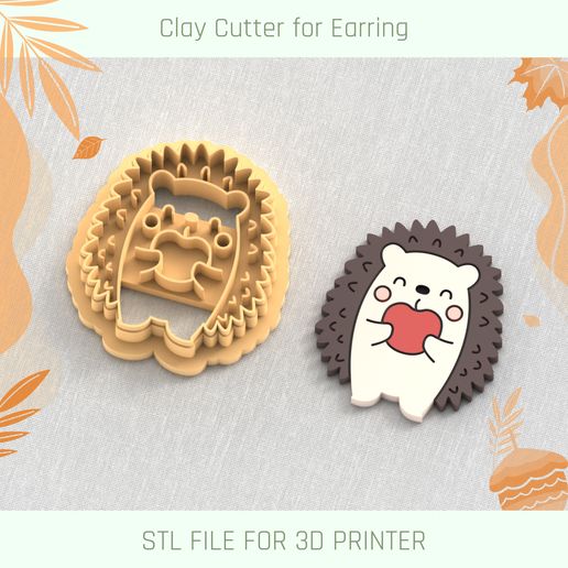 Hedgehog Autumn Polymer Clay Cutter 3D model
