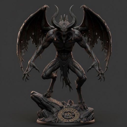Infernal Winged Demon Dark Fantasy Gargoyle Statue Single STL Ready to Print