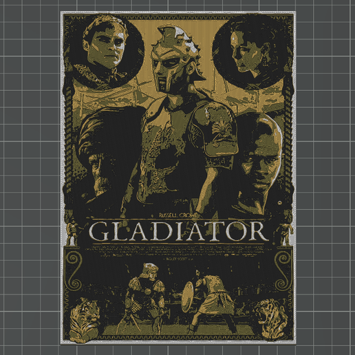 Gladiator Movie Frame/Painting/Picture/Cuadro with Relief 4 Colors 3MF for AMS