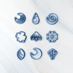 Embossing-Clay-Cutter-11.png Archivo STL Set de 09 cortadores de formas y flores para plastilina・Objeto imprimible en 3D para descargar
