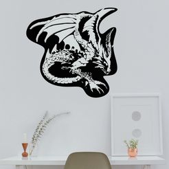 1-1.jpg STL file Dragon wall sculpture・3D printing design to download
