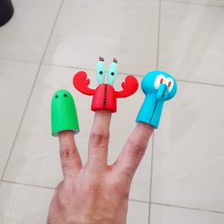 fingerpals.png Wormy spongebob finger figures with squidward and Mr crab