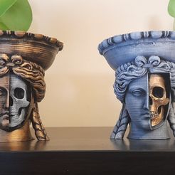 20230305_125709.jpg STL file SKULL OF ATHENS GREEK GODDESS v2 flower succulent pot, bowl, stand.・3D printable model to download
