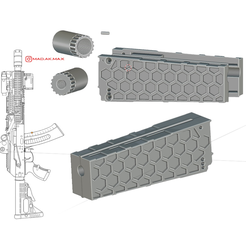 testetst.png Hexagon Tactical AK Waffle Iron Suppressor - no baffles - Airsoft - 14mm ccw / 24mm thread