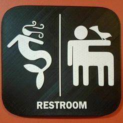 Mermaid_Centaur_Restroom.jpg Free 3D file Mermaid Centaur Restroom Sign・Design to download and 3D print