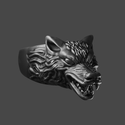 Render1.png Archivo STL Anillo Lobo - Wolf Ring・Objeto de impresión 3D para descargar