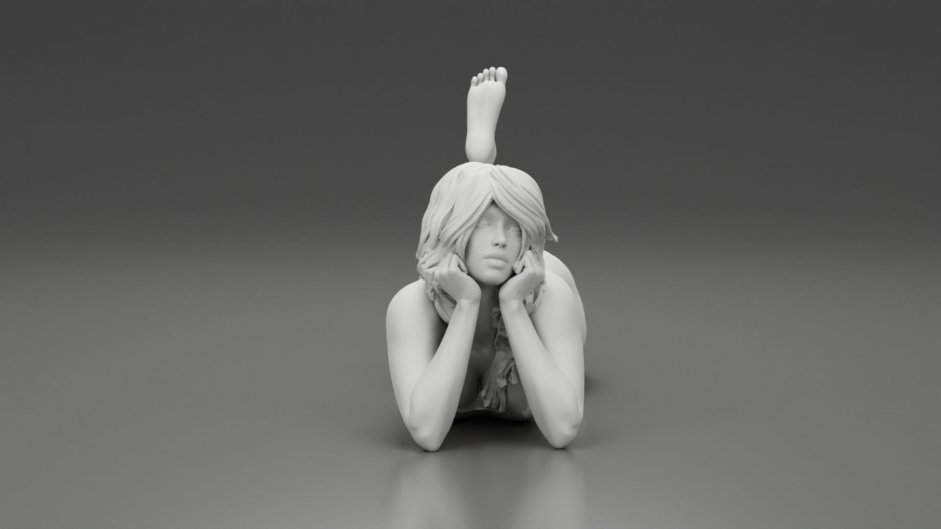 GIRL-07.jpg 3D file Happy Woman Lying on Floor 3D Print Model・3D printer model to download, 3DGeshaft