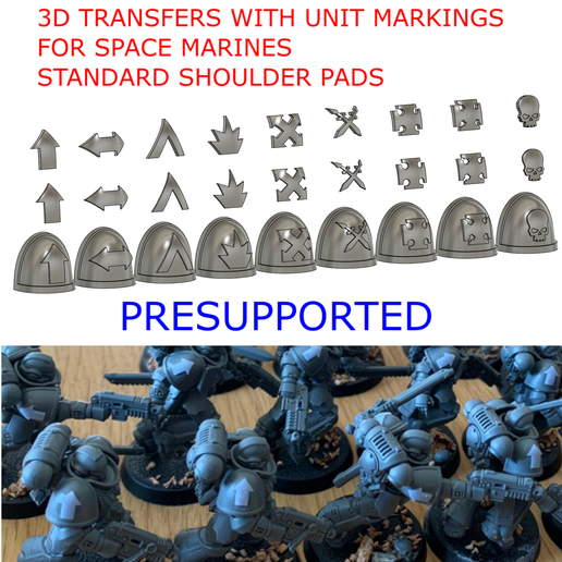 3D Transfers unit markings for Space Marines standard shoulder pads - Now Presupported
