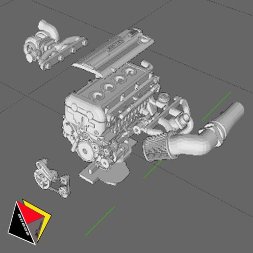 1/24 Scale Z22SE Engine Vauxhall Opel Turbo Engine 3D model